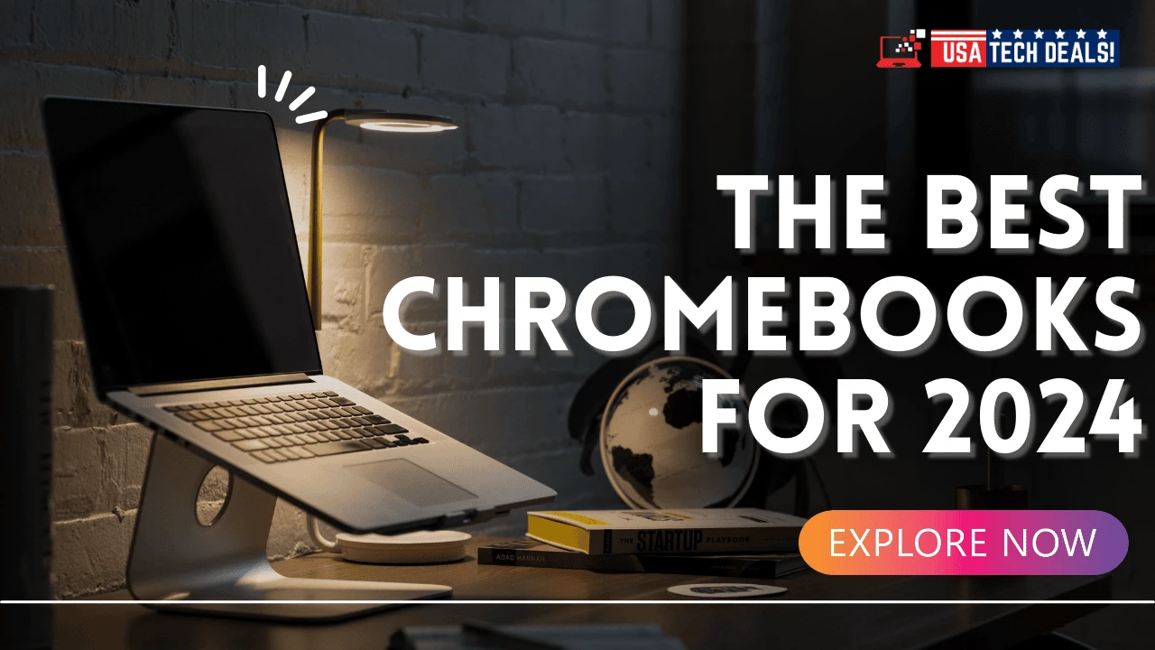 Modern Chromebook laptop on desk with accessories, ideal for 2024 buyers.