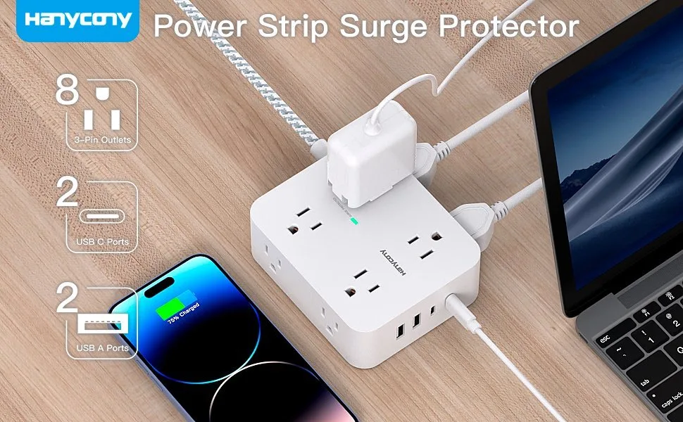 Multi Plug Outlet Extender with USB