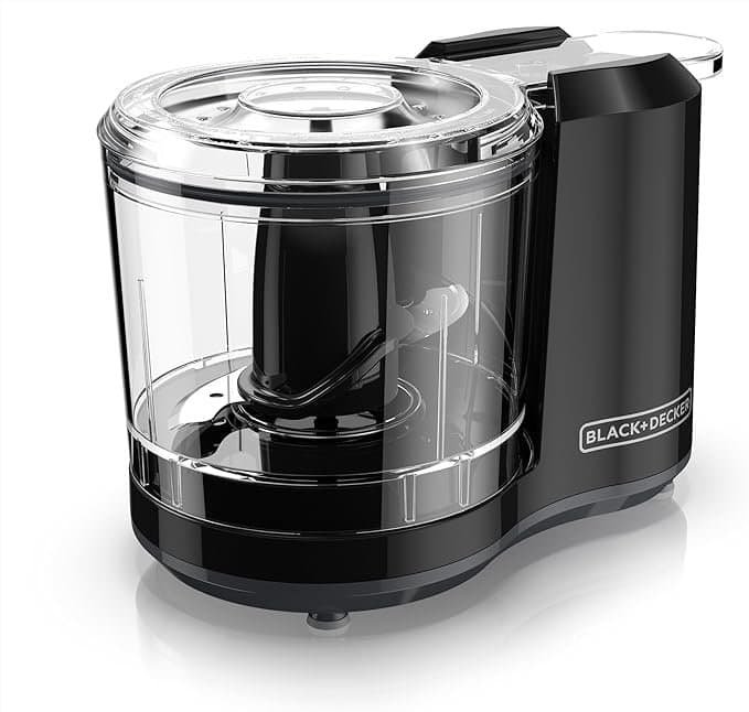 Compact Black & Decker food chopper with transparent container for efficient meal prep.