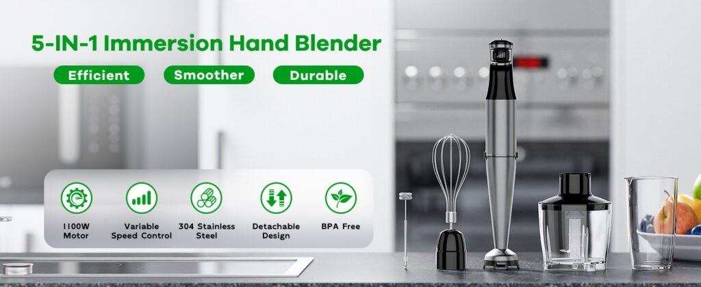 Immersion Blender Handheld Corded Hand Blenders Set