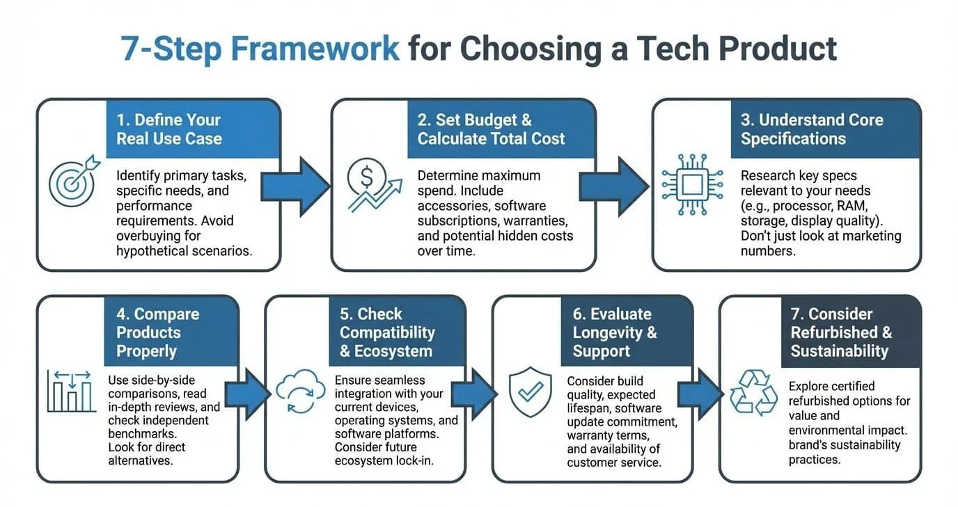 7-Step Framework for Selecting a Tech Product.