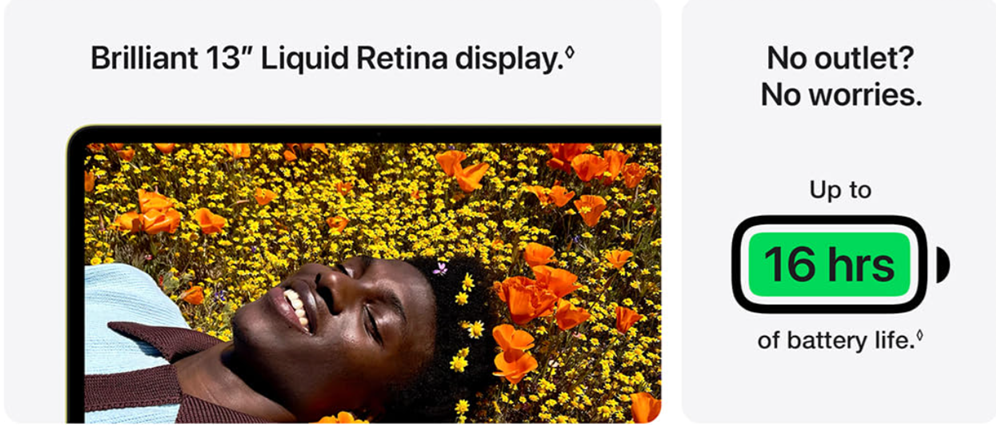 Apple MacBook Neo battery life showing up to 16 hours of usage