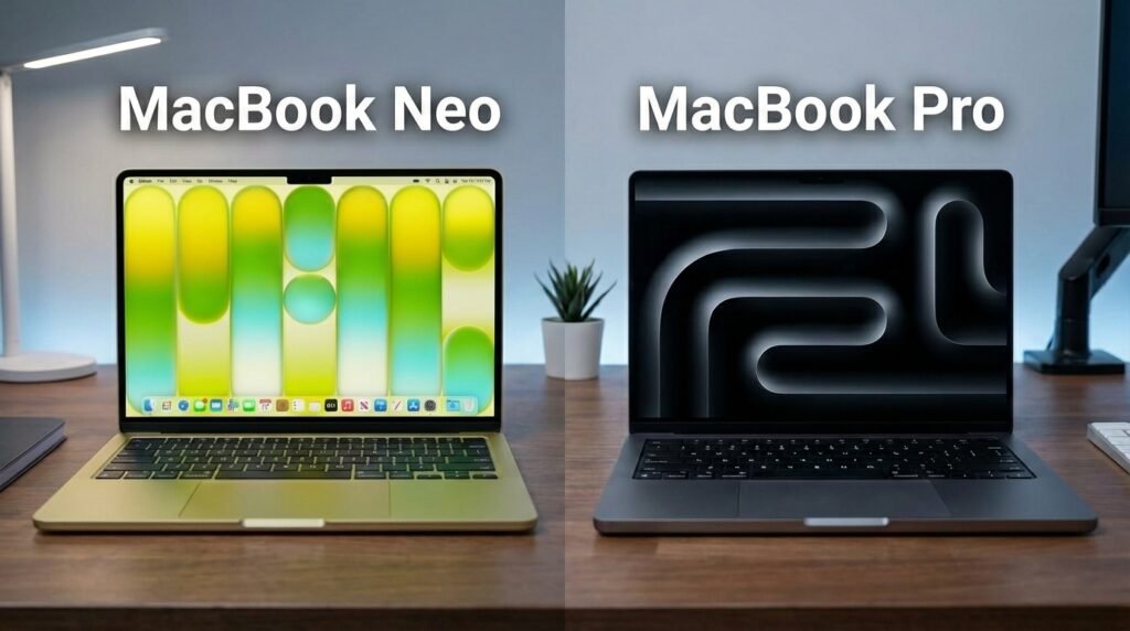 MacBook Neo vs MacBook Pro laptop comparison for performance and professional workloads