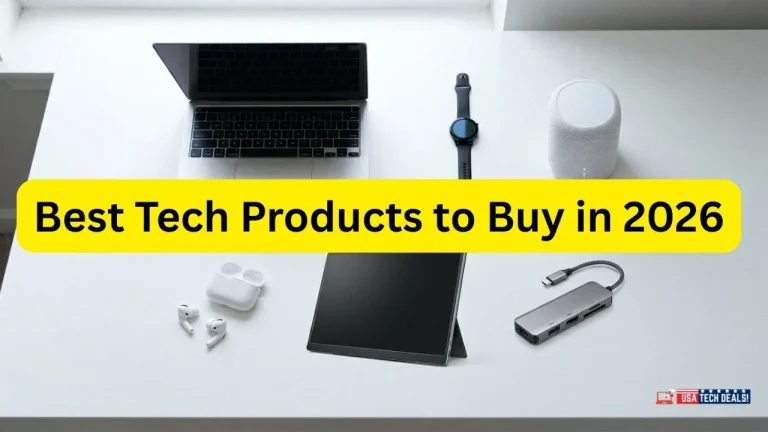 Best tech products to buy in 2026, 6 picks including MacBook Air M4, Sony WF-1000XM6, Apple Watch Series 10, LG 4K monitor, TP-Link Deco BE65, and Anker USB-C hub