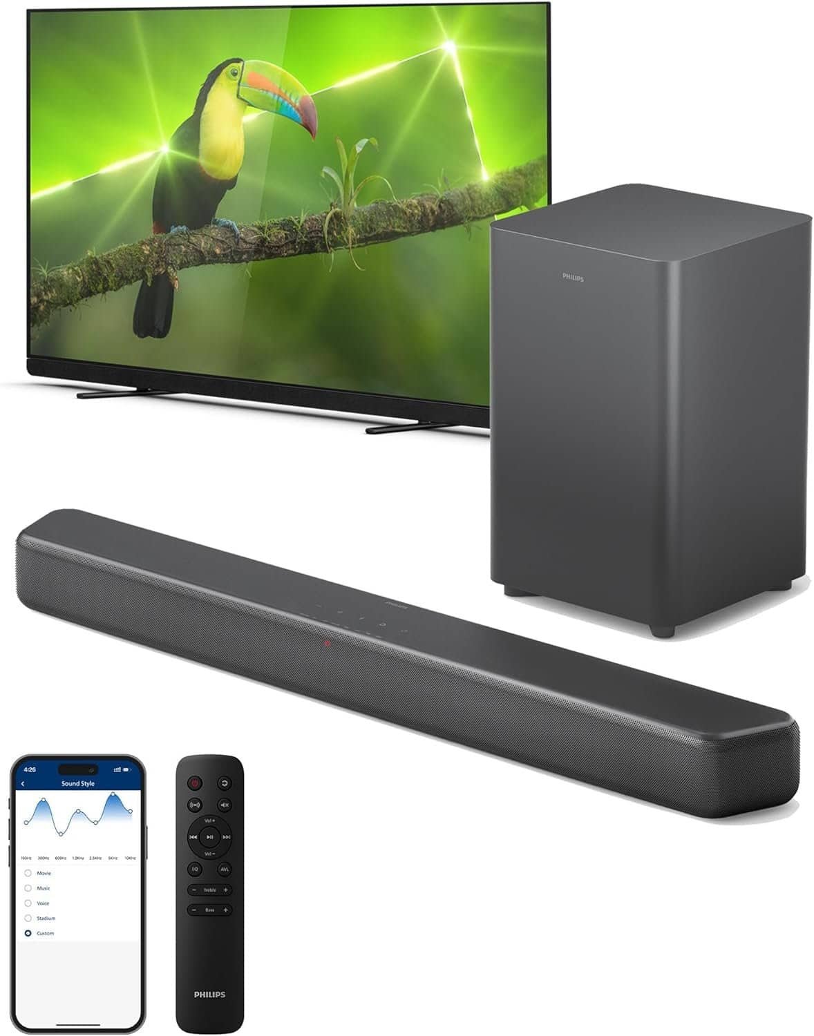 Philips B5309 2.1 Channel Soundbar with Wireless Subwoofer