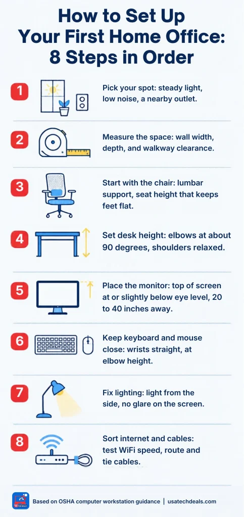 Infographic: 8 steps to set up your first home office, in order