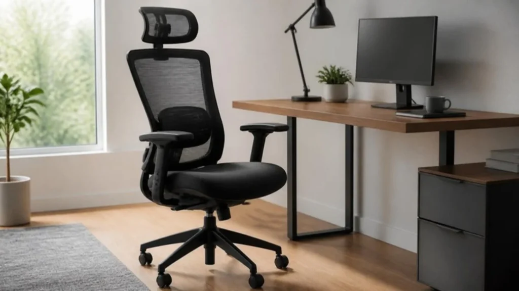 Ergonomic mesh office chair with lumbar support and headrest