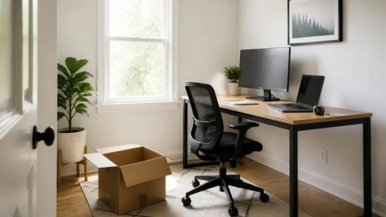 Spare room being set up as a first home office